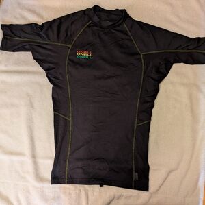 O'Neill Child/Pre-Teen Small  Black Rash Guard with Yellow Red And Green Accents